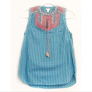 J.Crew Arrow Print Embroidered Top Size 2